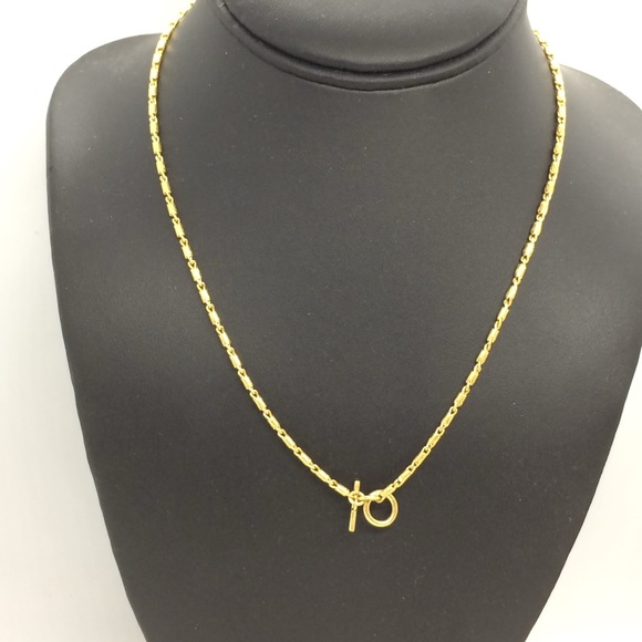 !!SOLD!! MADEWELL TOGGLE NECKLACE CHAIN GOLD TONE MINIMALIST QUIET LUXURY - Picture 3 of 13